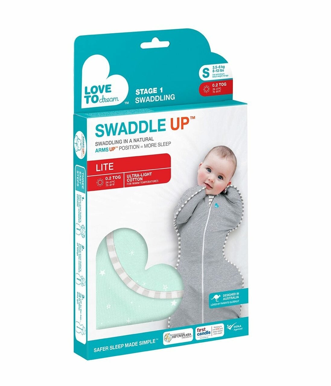 Love To Dream Swaddle UP Lite, Mint Stars, -- ANB Baby