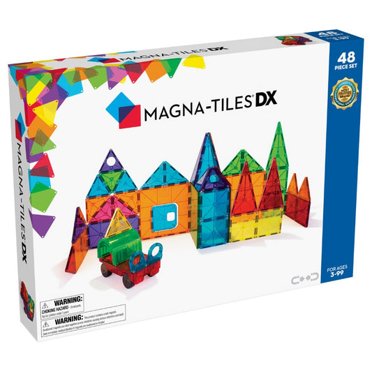 Magna-Tiles 48-Piece Clear Colors Deluxe Building Set, -- ANB Baby