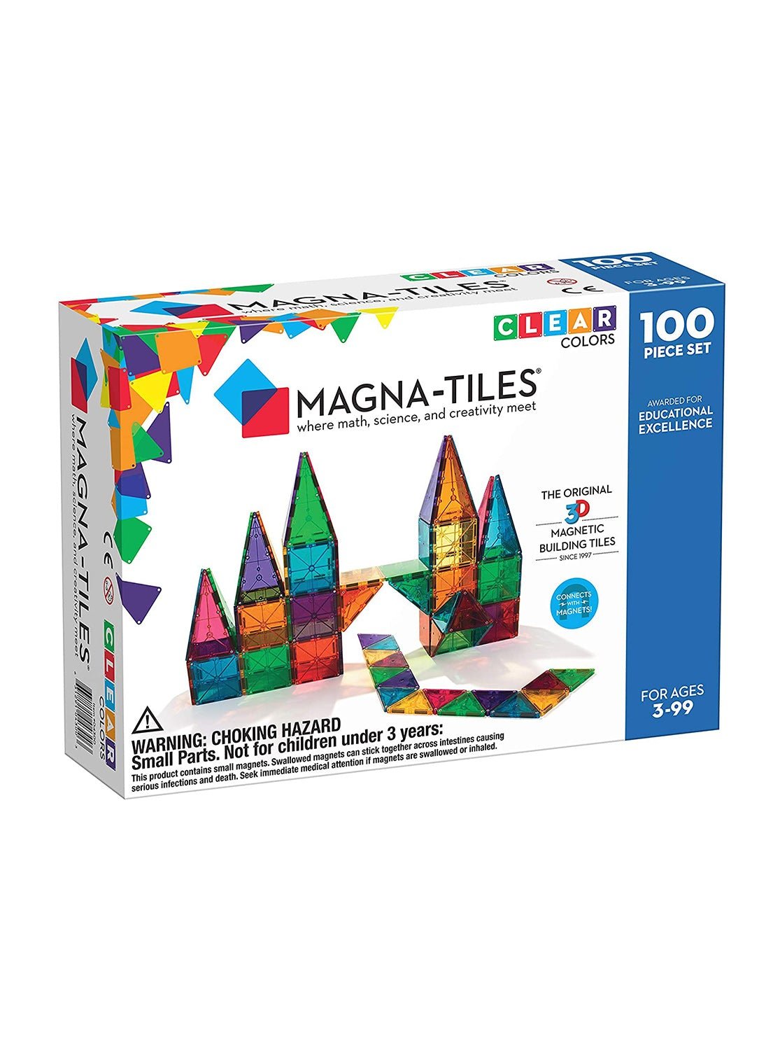 Magna-Tiles Clear Colors 100-Piece Set, -- ANB Baby