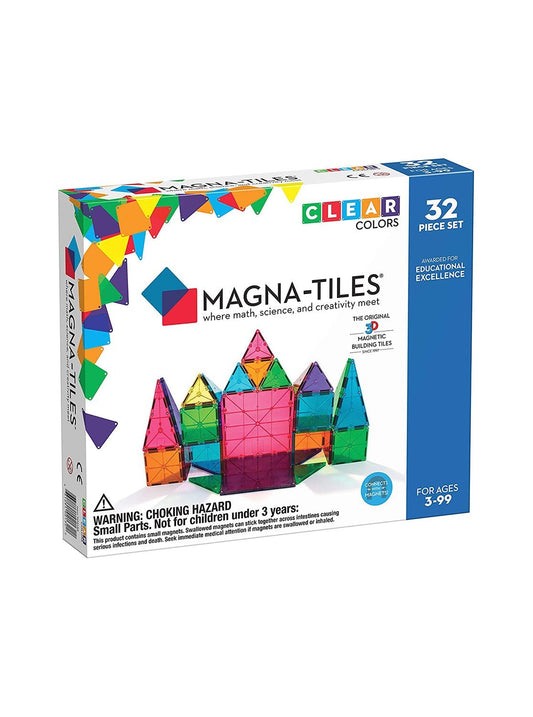 MAGNA-TILES Clear Colors 32 Piece Set, -- ANB Baby