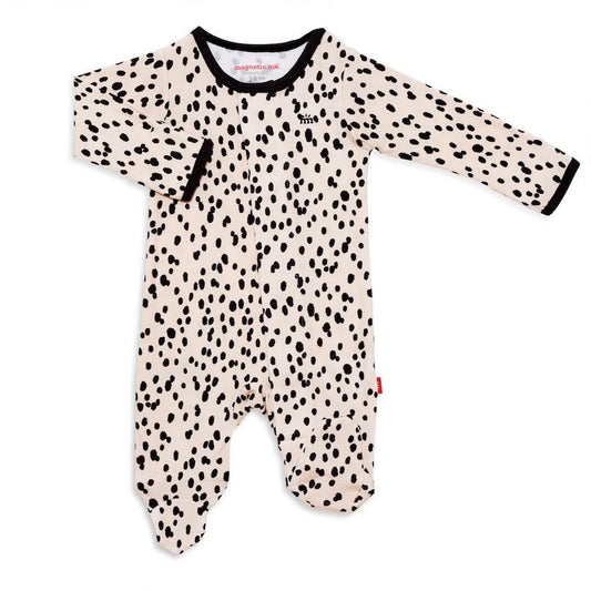 Magnetic Me Black Spot On Organic Cotton Magnetic Footie, -- ANB Baby
