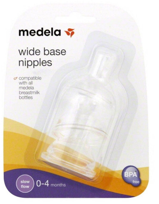 MEDELA Breast Milk Bottle Spare Parts with Three Medium-Flow Wide Base Nipples, -- ANB Baby