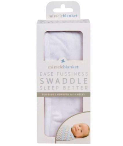 Miracle Blanket Baby Wrap Solid Swaddle - White, -- ANB Baby