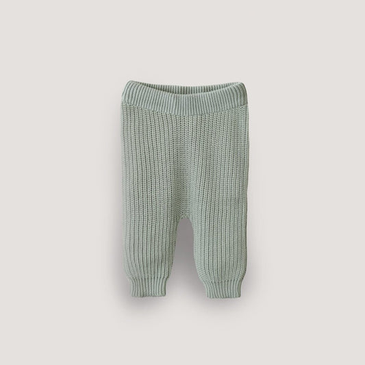 Mushie Chunky Knit Pants, Light Mint, -- ANB Baby
