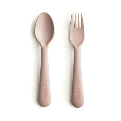 Mushie Dinnerware Fork and Spoon Set, -- ANB Baby
