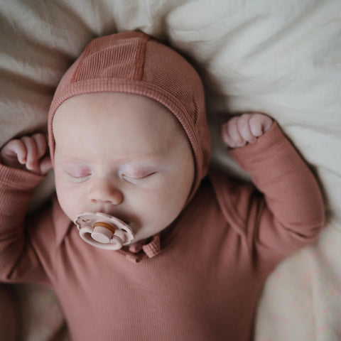 Mushie Ribbed Baby Bonnet, -- ANB Baby