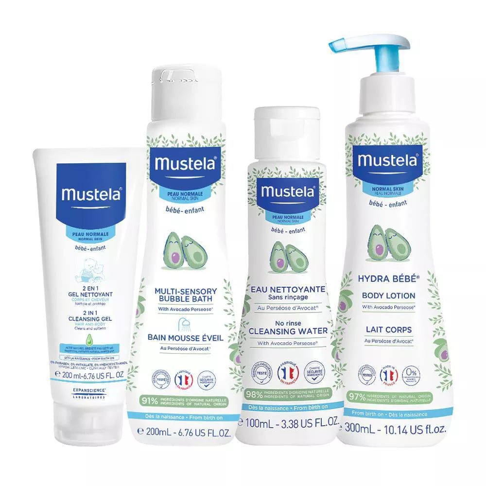 Mustela Baby Bathtime Essentials Gift Set, Natural Baby Skin Care, 4 Items, -- ANB Baby