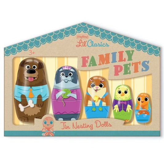 Schylling Little Classics Family Pets Tin Nesting Dolls, -- ANB Baby