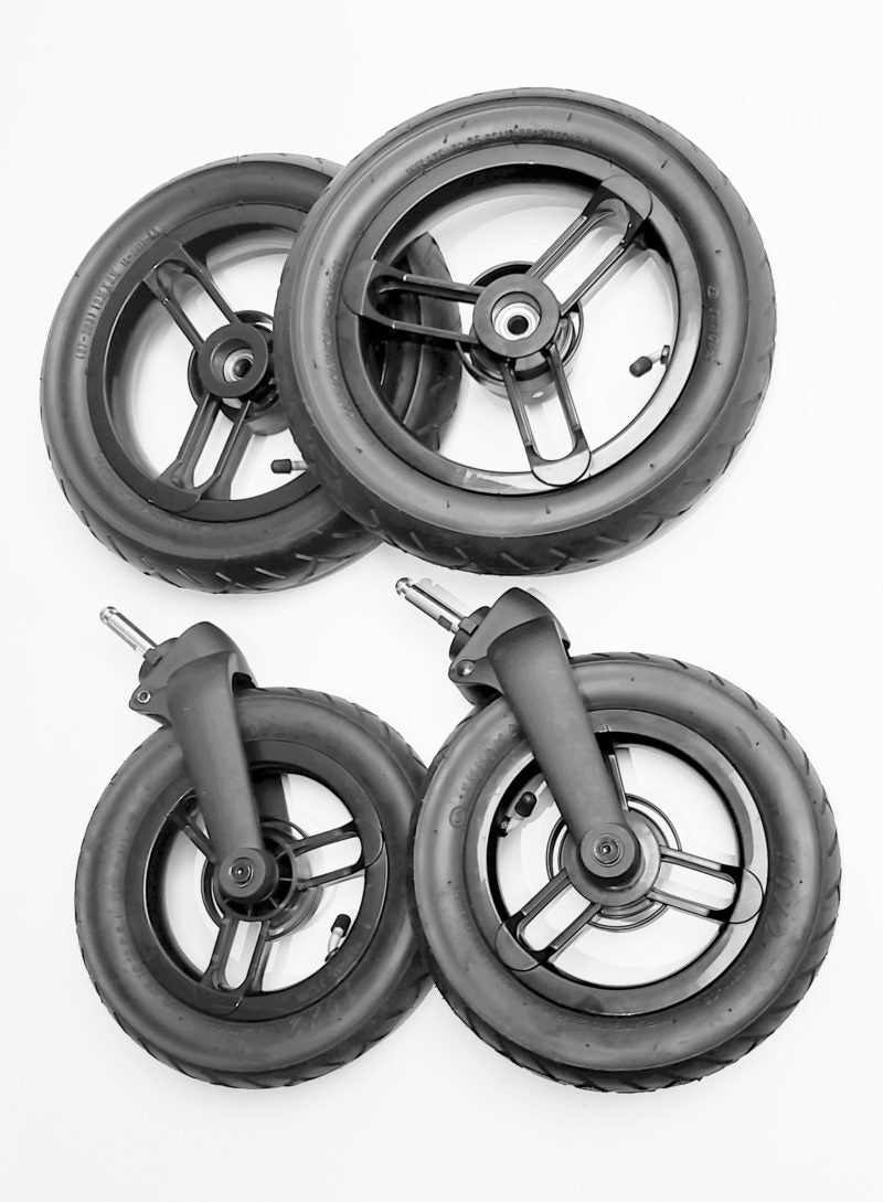 STROLLAIR Air Tires for TWIN WAY Double Stroller and SOLO Single Stroller (Set of 4) - Black, -- ANB Baby