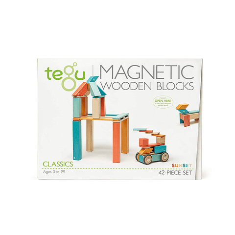 Tegu Magnetic Wooden Block Set, Sunset 14-42 Piece Sets, -- ANB Baby