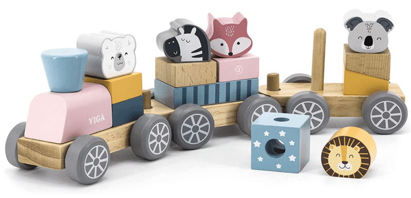 The Original Toy Wooden Stacking Train Toy, -- ANB Baby