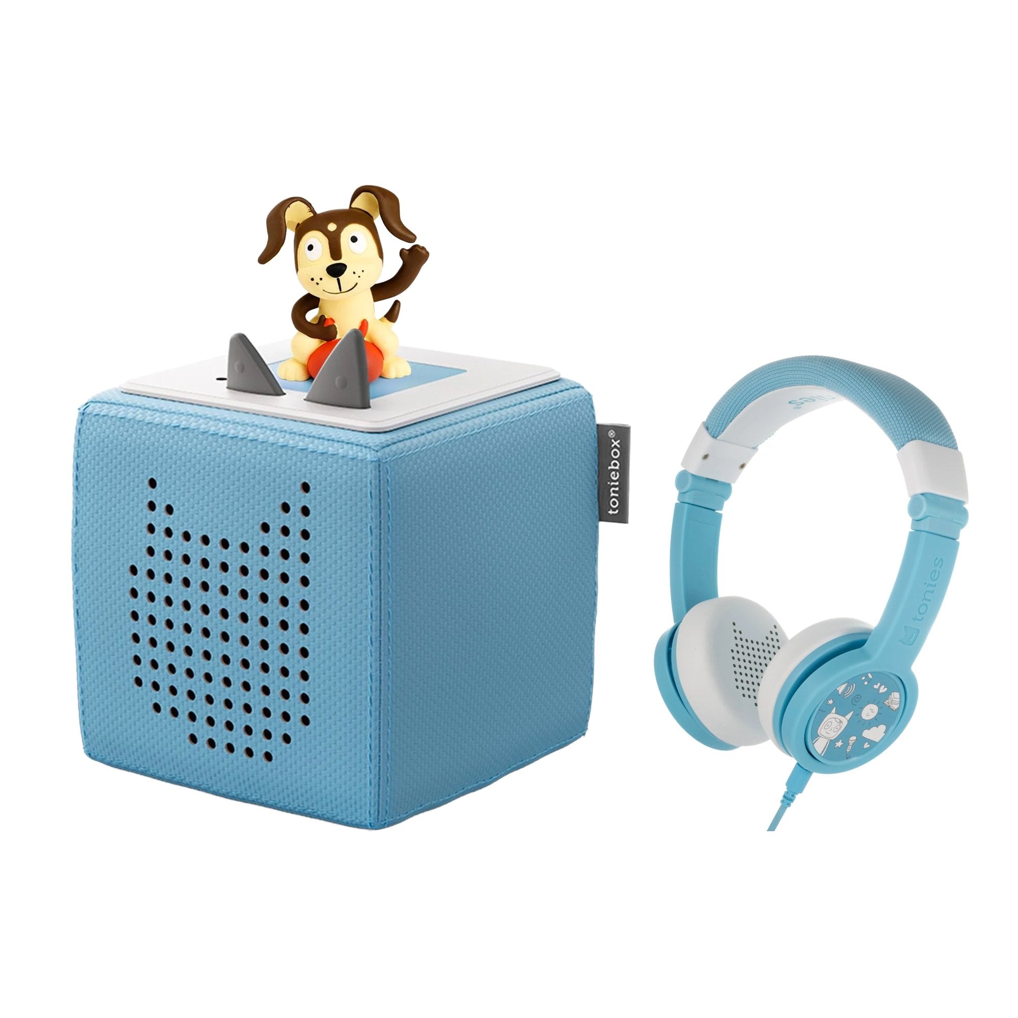 Tonies Toniebox Playtime Puppy Starter Set with Foldable Headphones - Light  Blue