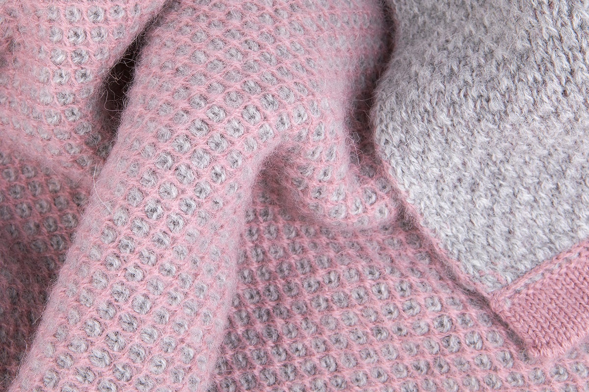 Tuwi Inti Knitted Baby Blanket, Pink / Grey, -- ANB Baby