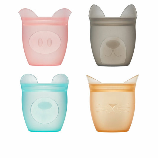 Zip Top Reusable Baby + Kid Snack Containers 100% Silicone, Set of 4, -- ANB Baby