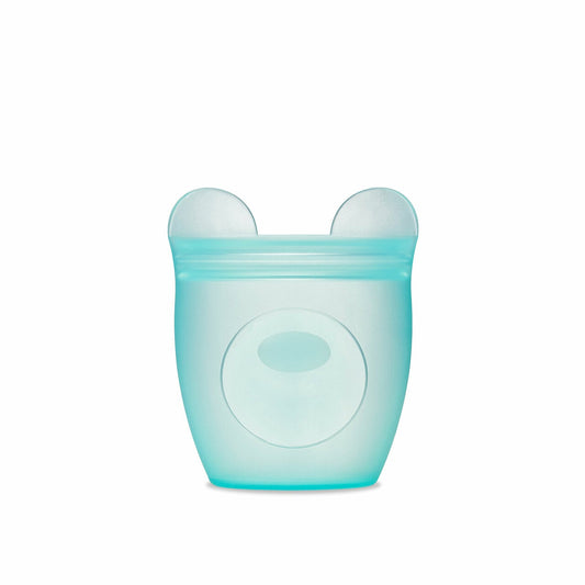 Zip Top Reusable Baby + Kid Snack Containers 100% Silicone, Teal Bear, -- ANB Baby