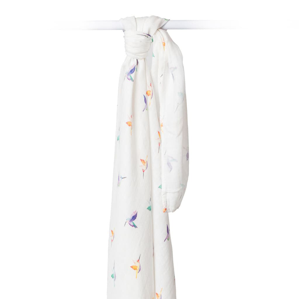 Lulujo Bamboo Swaddle-Hummingbirds_4 - ANB Baby