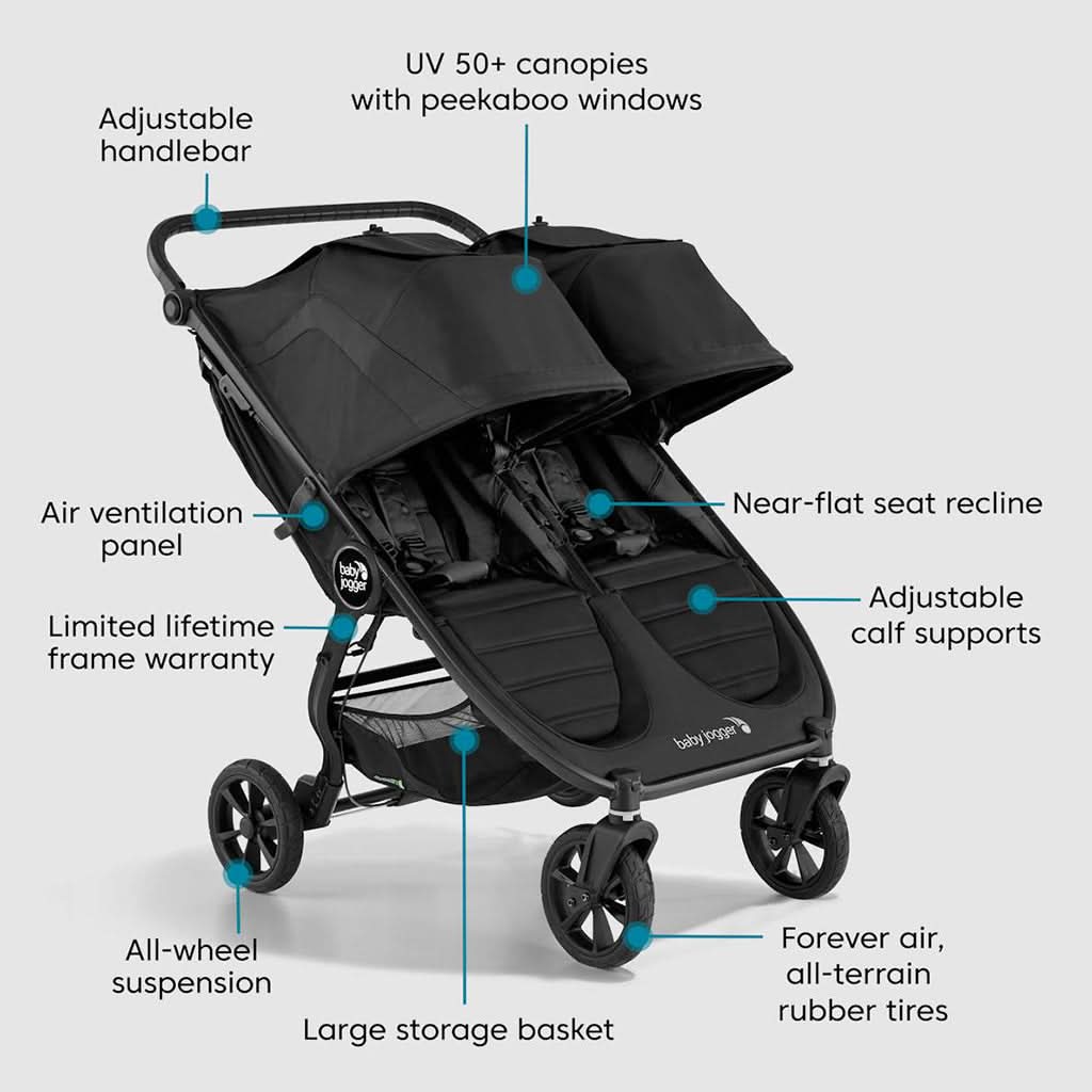 city mini double stroller storage basket Baby Jogger City Mini 2 Double Baby Stroller, Jet