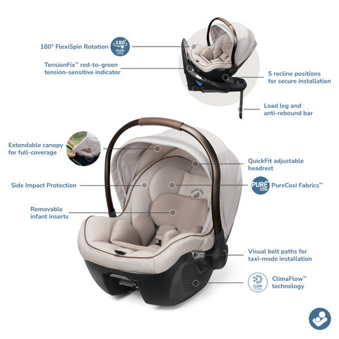 Maxi Cosi Peri 180 Rotating Infant Car Seat, Specifications, Desert Wonder