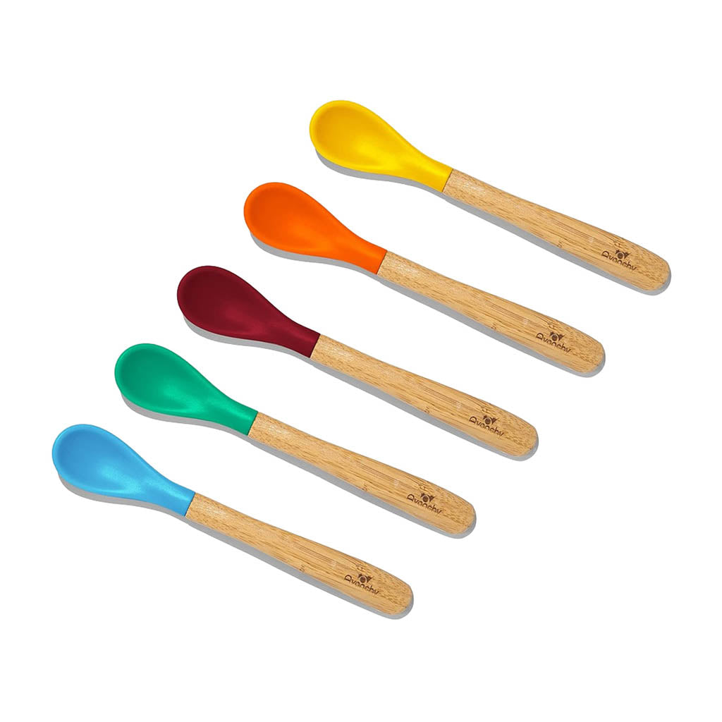 AVANCHY Bamboo Infant Feeding Spoons 5 Pack-Mealtime Accessories-Avanchy-Multi Color-ANB Baby Store