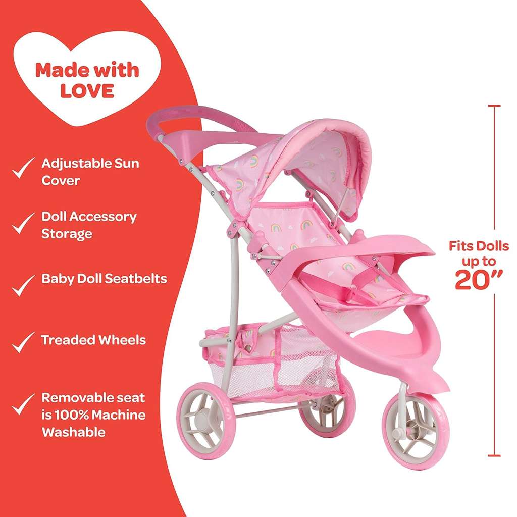 Adora Snack N Go Baby Doll Stroller with Shade – Rainbow Rose, Features - ANB BABY