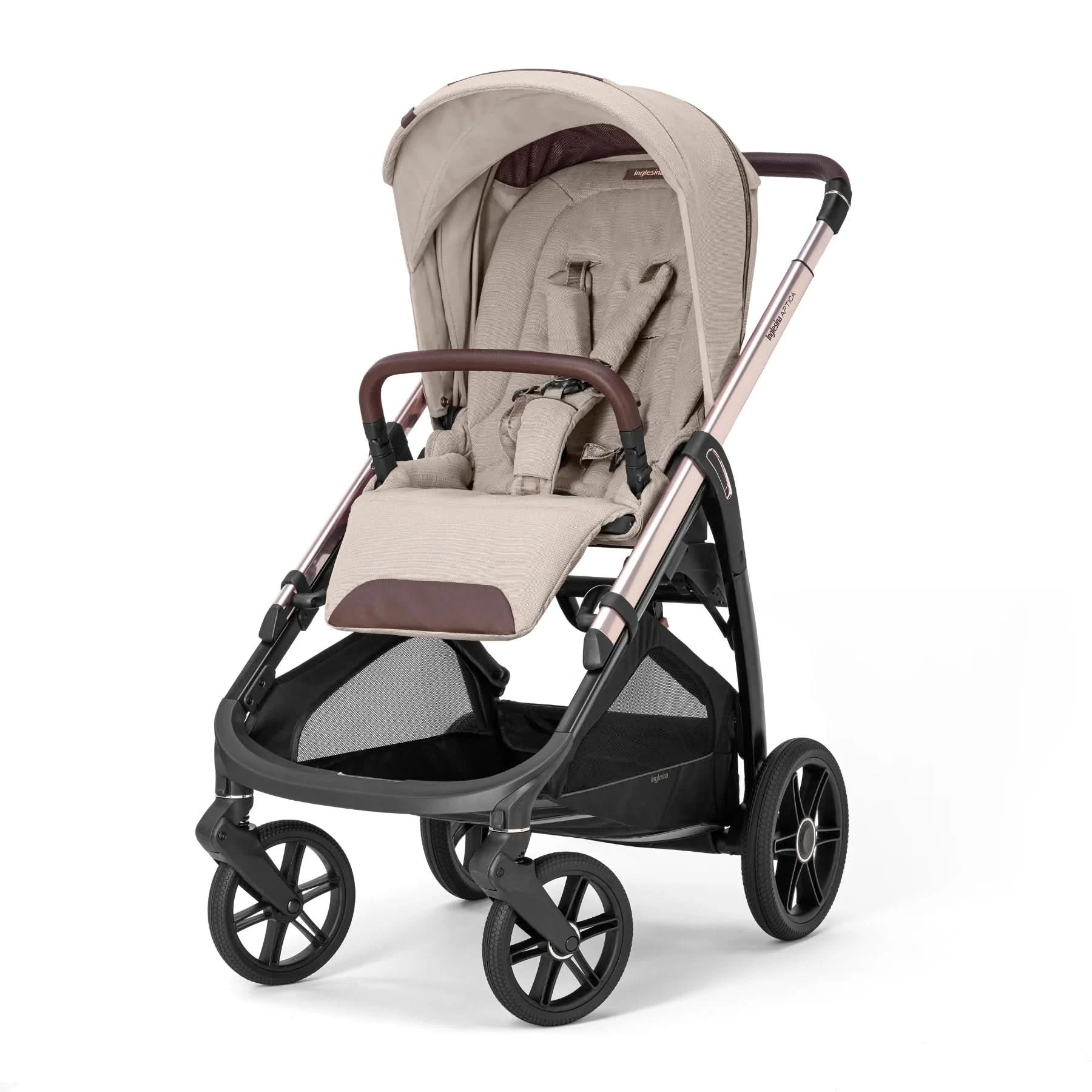 Inglesina Aptica Stroller With Bassinet & Stand-Single Strollers-Inglesina-Pashmina Beige - Available End Of May-ANB Baby Store