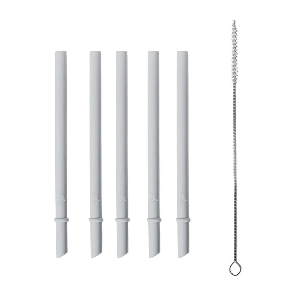 Avanchy Small 5" Silicone Baby Straw 5 Pack, White-Mealtime Accessories-Avanchy-ANB Baby Store