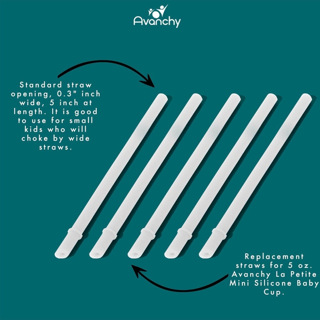 Avanchy Small 5inch Silicone Baby Straw 5 Pack-White_6 - ANB Baby