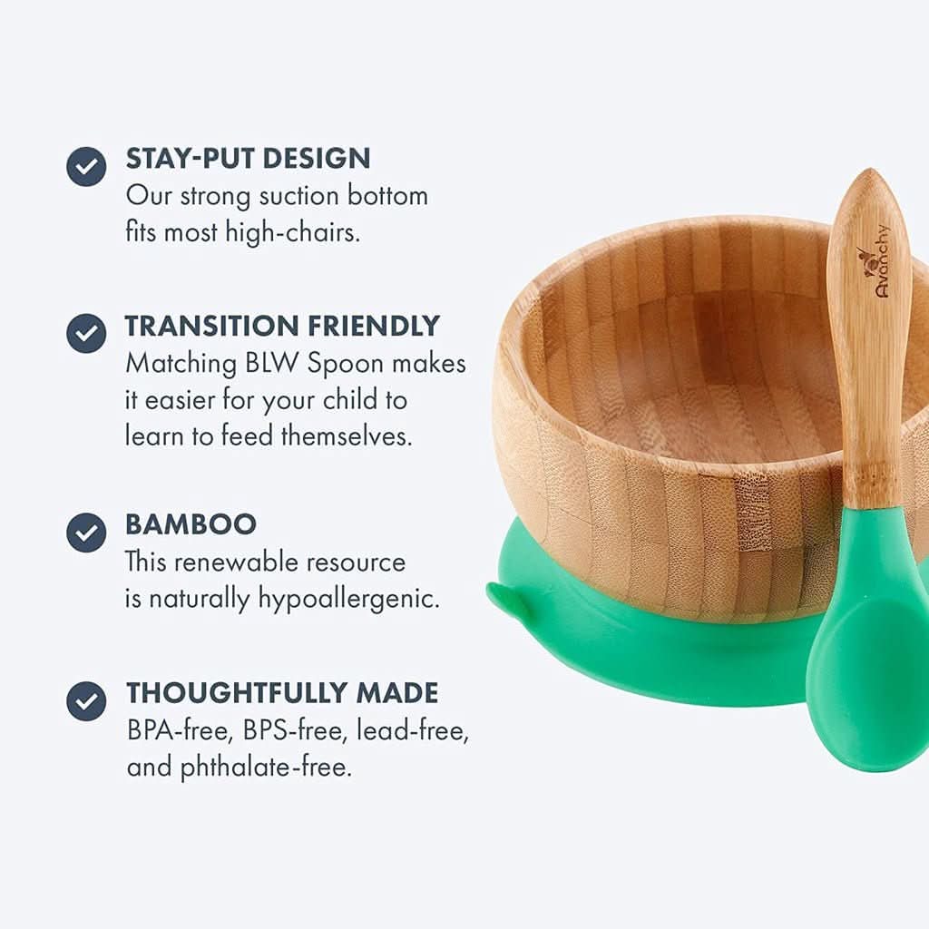 Avanchy Baby Bamboo Stay Put Suction Bowl + Spoon, advantages - ANB BABY