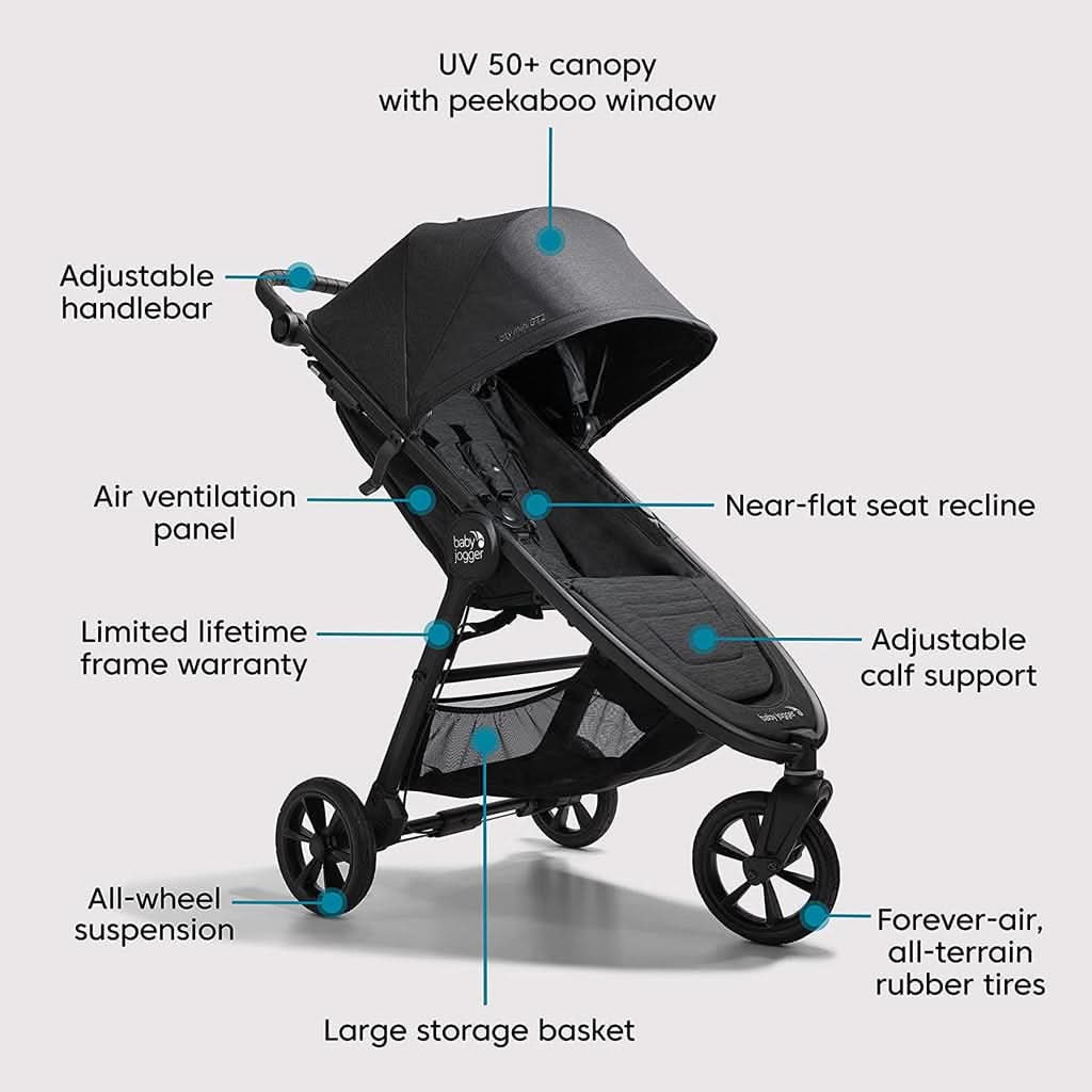 Baby Jogger City Mini GT2 Baby Stroller Opulent Black Feature 1 - ANB Baby