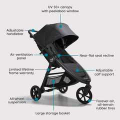 Baby Jogger City Mini GT2 Baby Stroller Opulent Black Feature 1 - ANB Baby