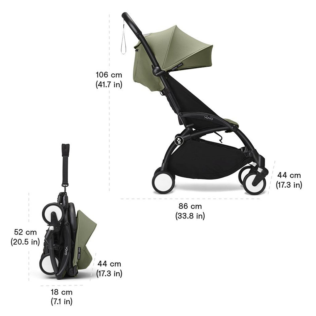 Babyzen YOYO2 +0 Bassinet and 6+ Color Pack Complete dimensions - ANB Baby