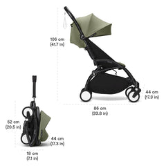 Babyzen YOYO2 +0 Bassinet and 6+ Color Pack Complete dimensions - ANB Baby