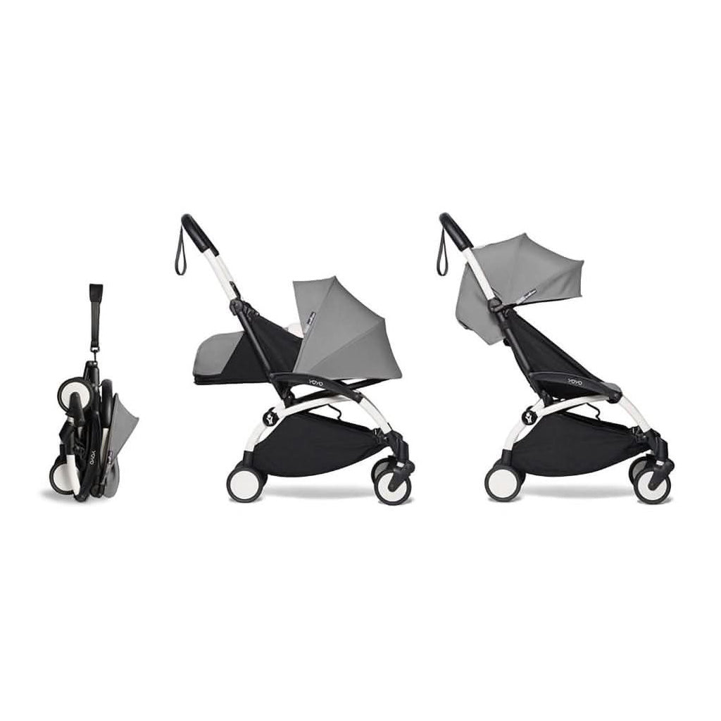 Babyzen YOYO2 + 0+ Newborn Pack + 6+ Color Pack Complete White Grey - ANB Baby