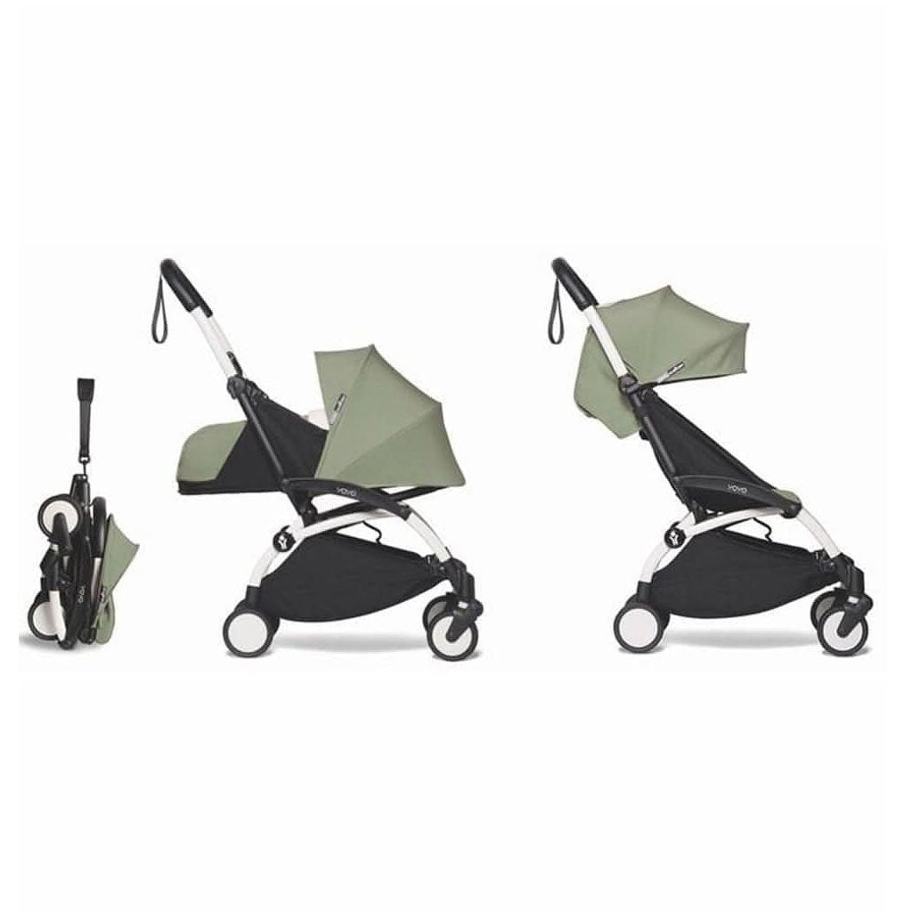 Babyzen YOYO2 + 0+ Newborn Pack + 6+ Color Pack Complete White Olive - ANB Baby