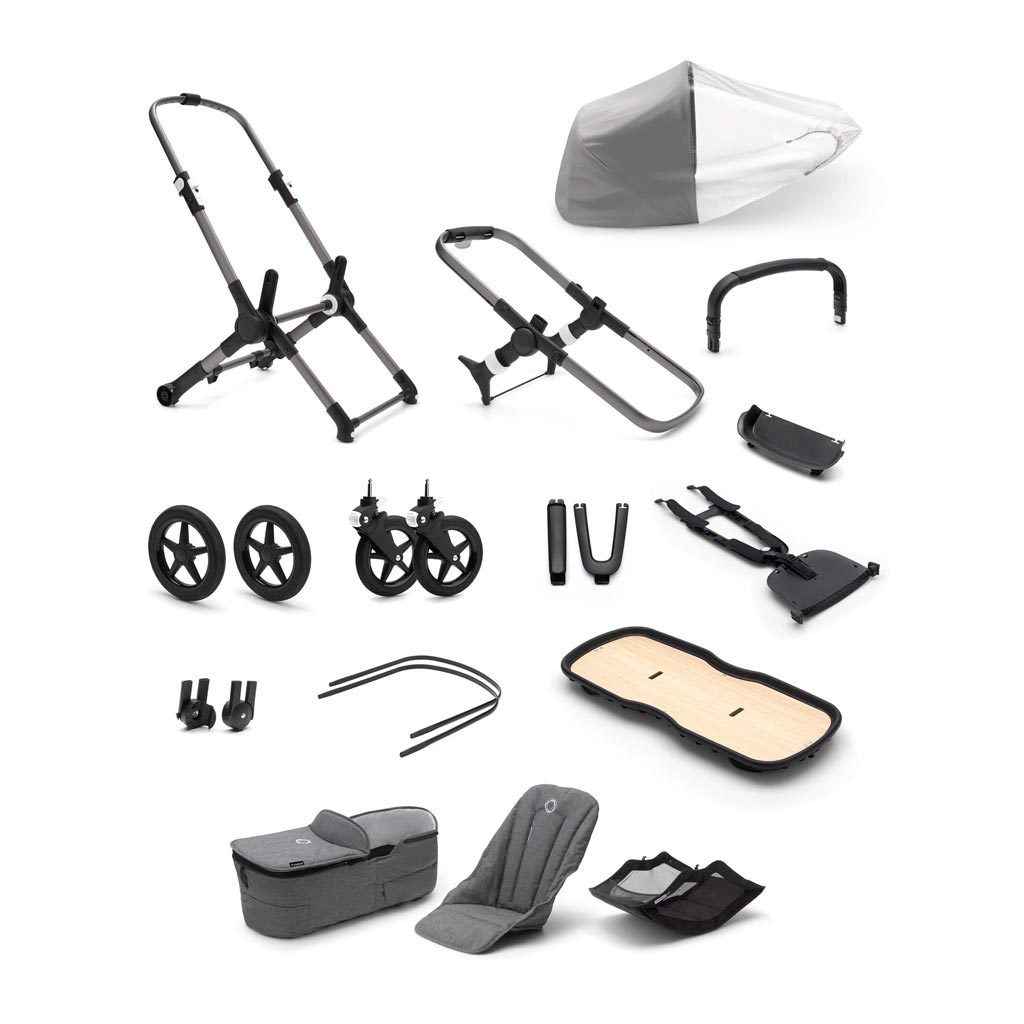 Bugaboo-Fox-3-Base + Style Set Grey Melange fabrics graphite-chassis- ANB Baby