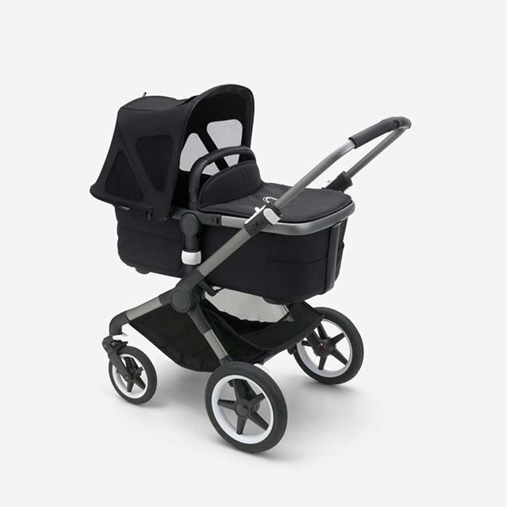 Bugaboo Breezy Sun Canopy for Fox, Cameleon 3 & Lynx, Midnight Black, Attached with Bassinet - ANB BABY