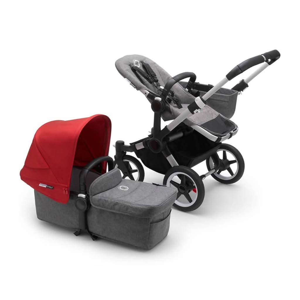 Bugaboo Donkey 3 Mineral, Mono Complete Stroller-Double Strollers-Bugaboo-Aluminum / Grey Melange-Red-ANB Baby Store