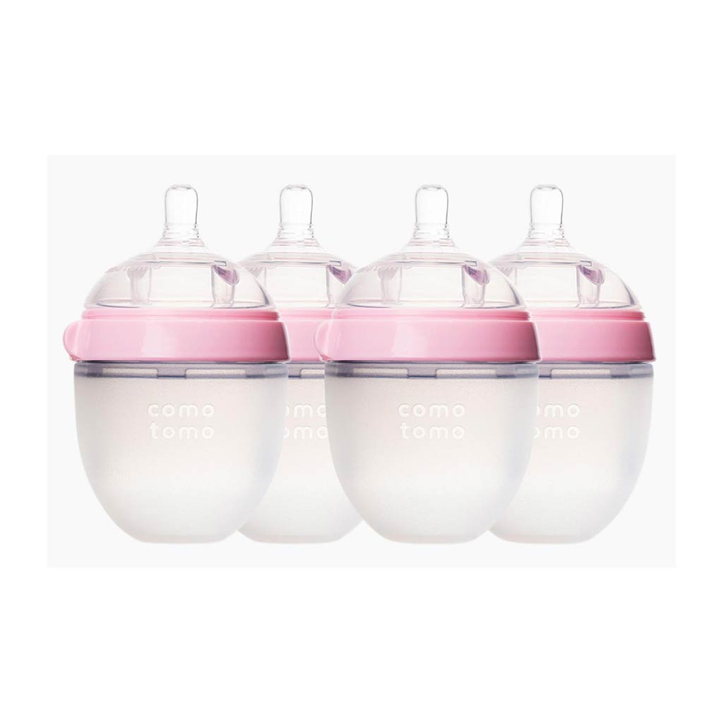 Comotomo Baby Bottle 5-Ounce/150 ml Kit, Pink, Pack of 4-Feeding Bottles-Comotomo-ANB Baby Store