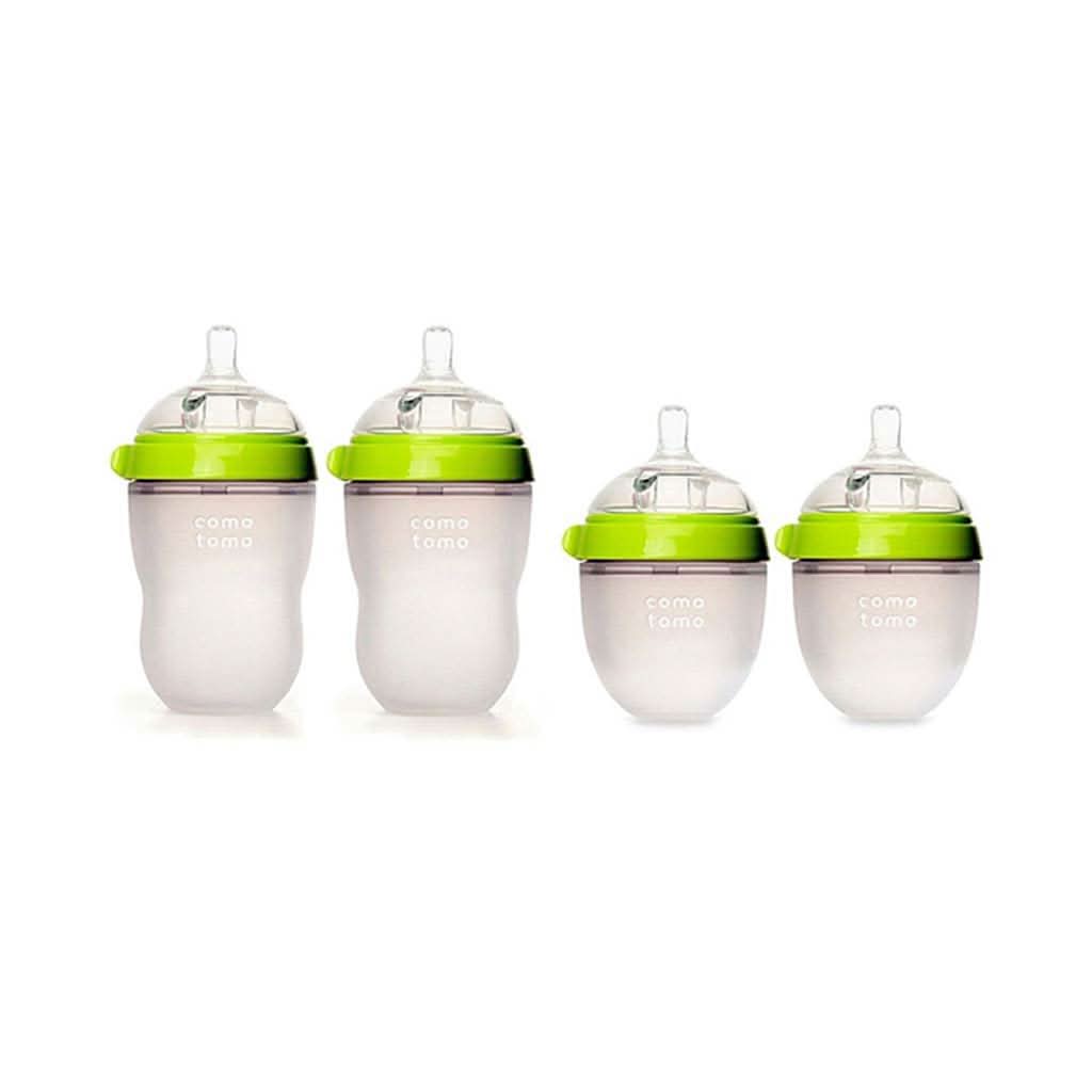 Comotomo Baby Bottle 8-Ounce and 5-Ounce Kit, Green, Pack of 4-Feeding Bottles-Comotomo-ANB Baby Store