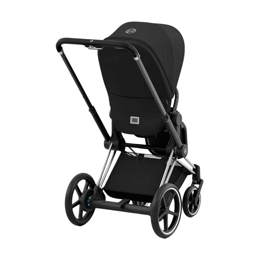  Cybex-ePriam-2-Stroller,-Chrome-Frame-With-Black-Handle-and-Sepia-Black-Seat_6 - ANB Baby