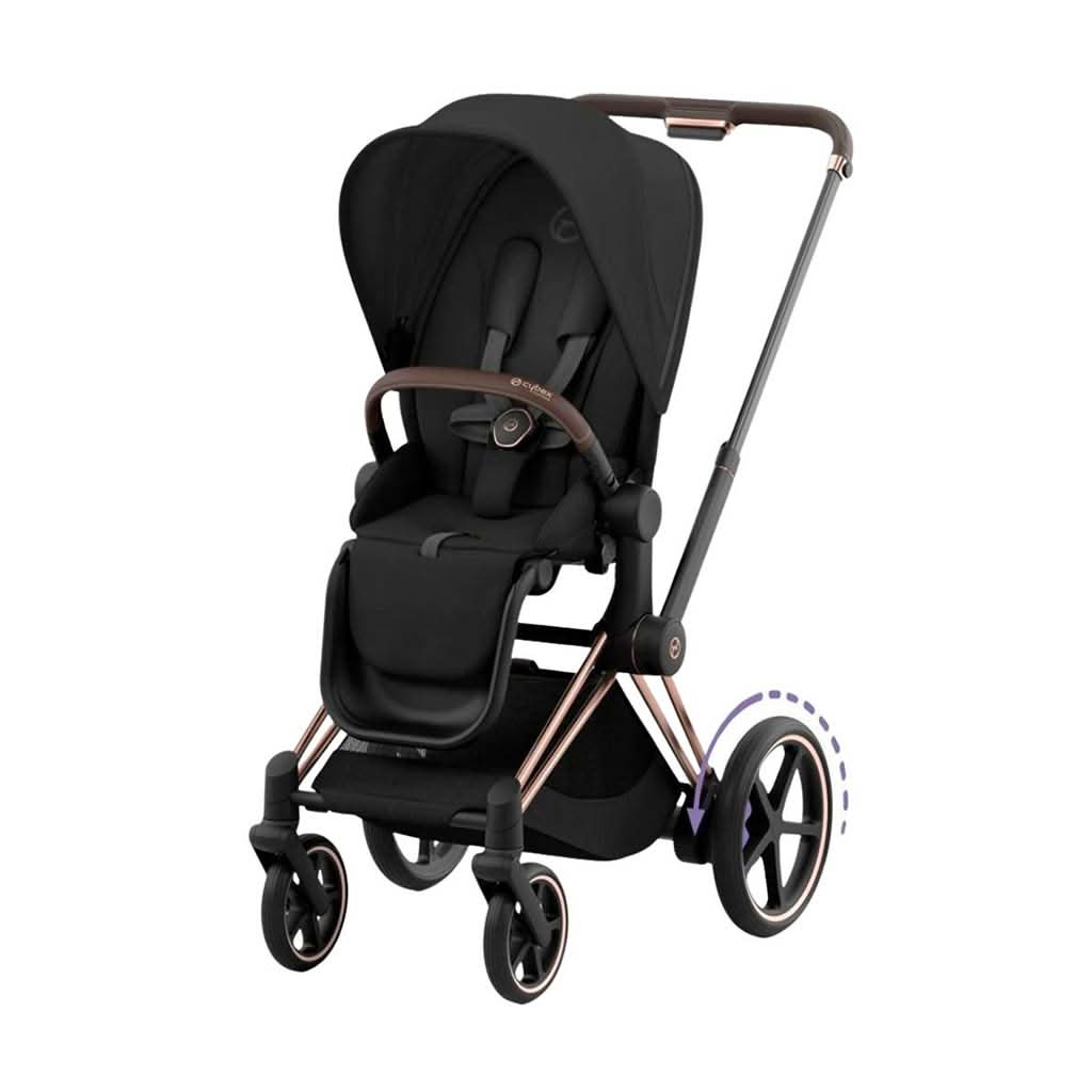 Cybex-ePriam-2-Stroller,-Rose-Gold-Frame-With-Sepia-Black-Seat. - ANB Baby