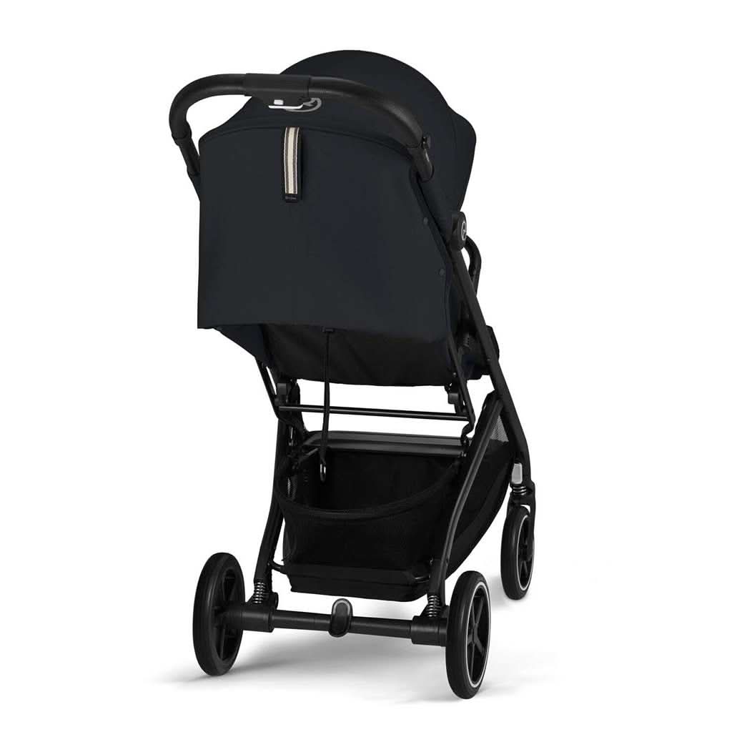Cybex Beezy 2 Lightweight Stroller, Black Frame with Magic Black Seat, Back - ANB BABY