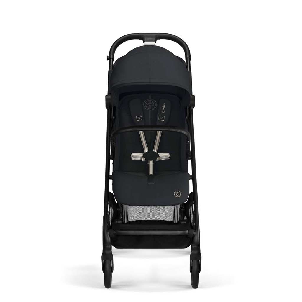 Cybex Beezy 2 Lightweight Stroller, Black Frame with Magic Black Seat, Front - ANB BABY
