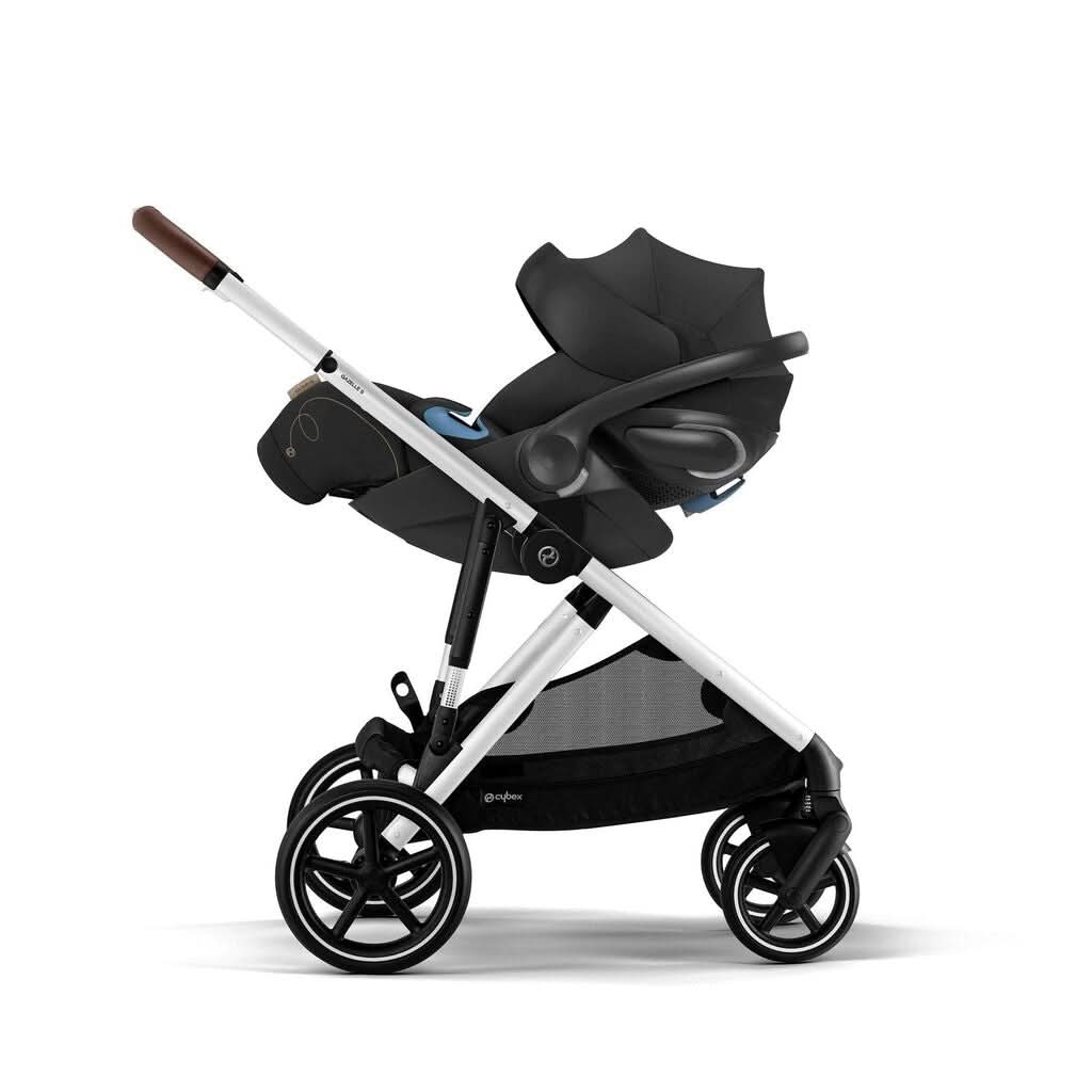 Cybex Cloud G Lux with Gazelle S 2 Stroller Frame, Silver Frame with Moon Black - ANB Baby