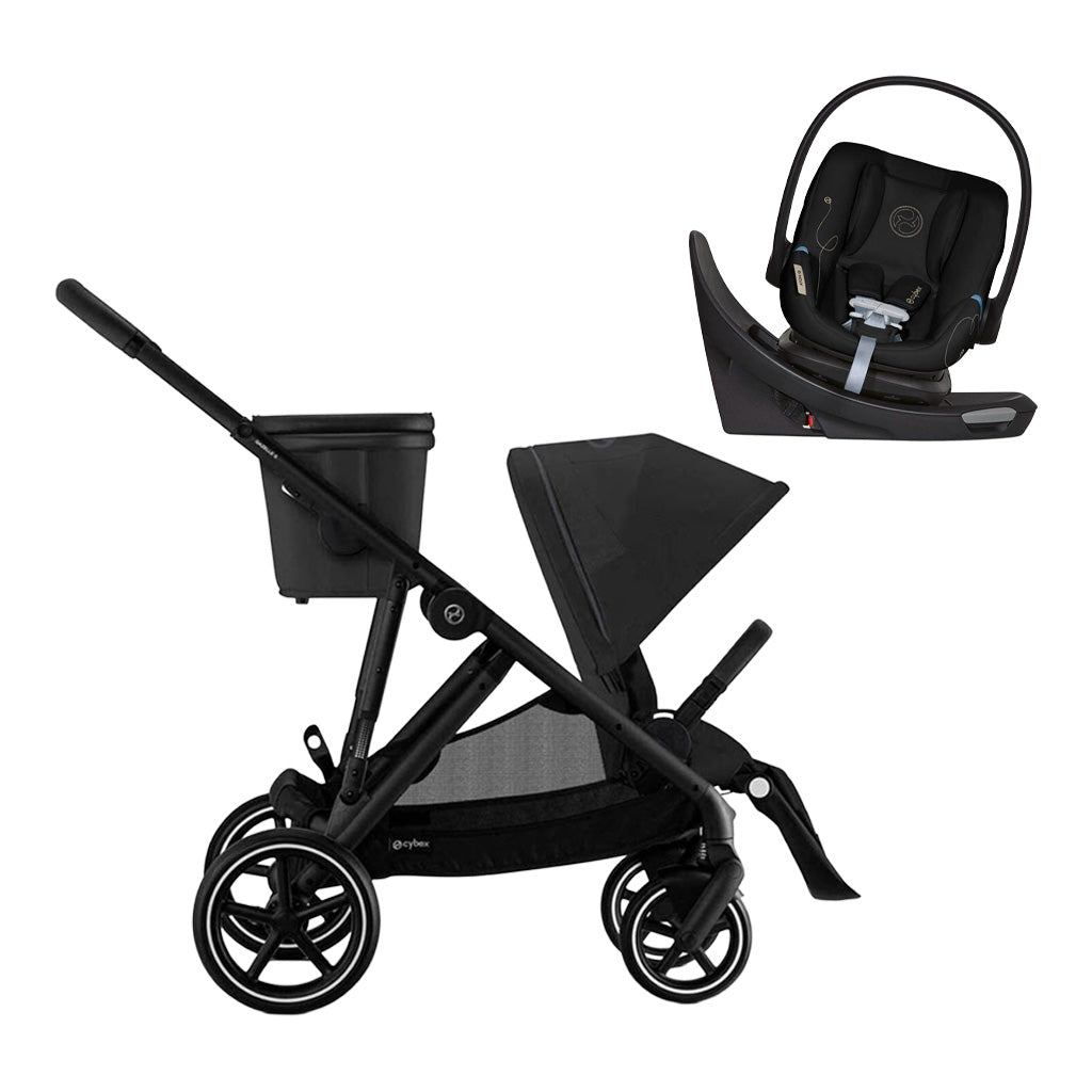 Cybex Gazelle S 2 & Aton G Swivel Travel System-Car Seat Stroller Combo-Cybex-Black Frame with Moon Black-ANB Baby Store