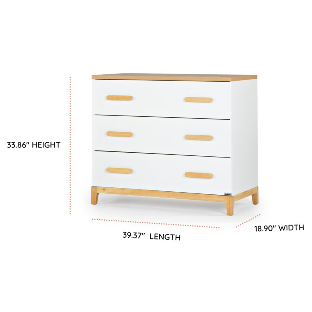 DaDaDa Lala Little 3-Drawer Dresser-White-Red Oak_7 - ANB Baby