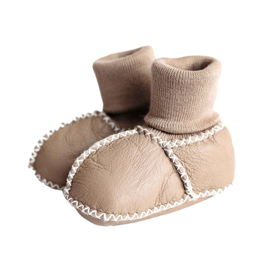 Finn-&-Emma-Sheepskin-Cozy-Booties---Tan-Size-0-12m_1 - ANB Baby