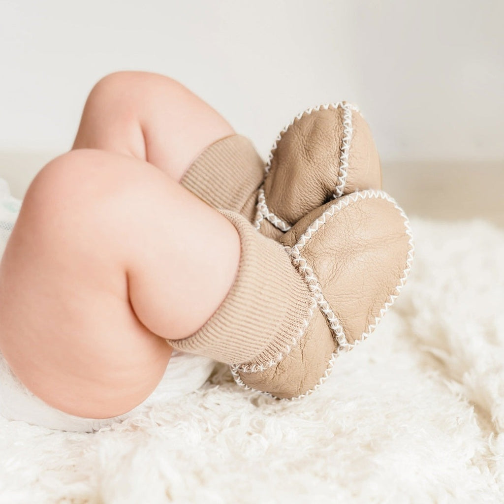 Finn-&-Emma-Sheepskin-Cozy-Booties---Tan-Size-0-12m_2 - ANB Baby