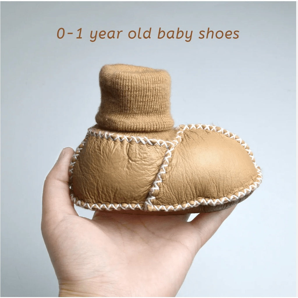 Finn-&-Emma-Sheepskin-Cozy-Booties---Tan-Size-0-12m_5 - ANB Baby