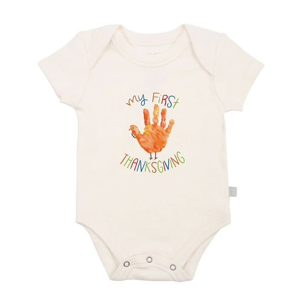 Finn & Emma Short Sleeve Graphic Bodysuit - Thanksgiving Hand